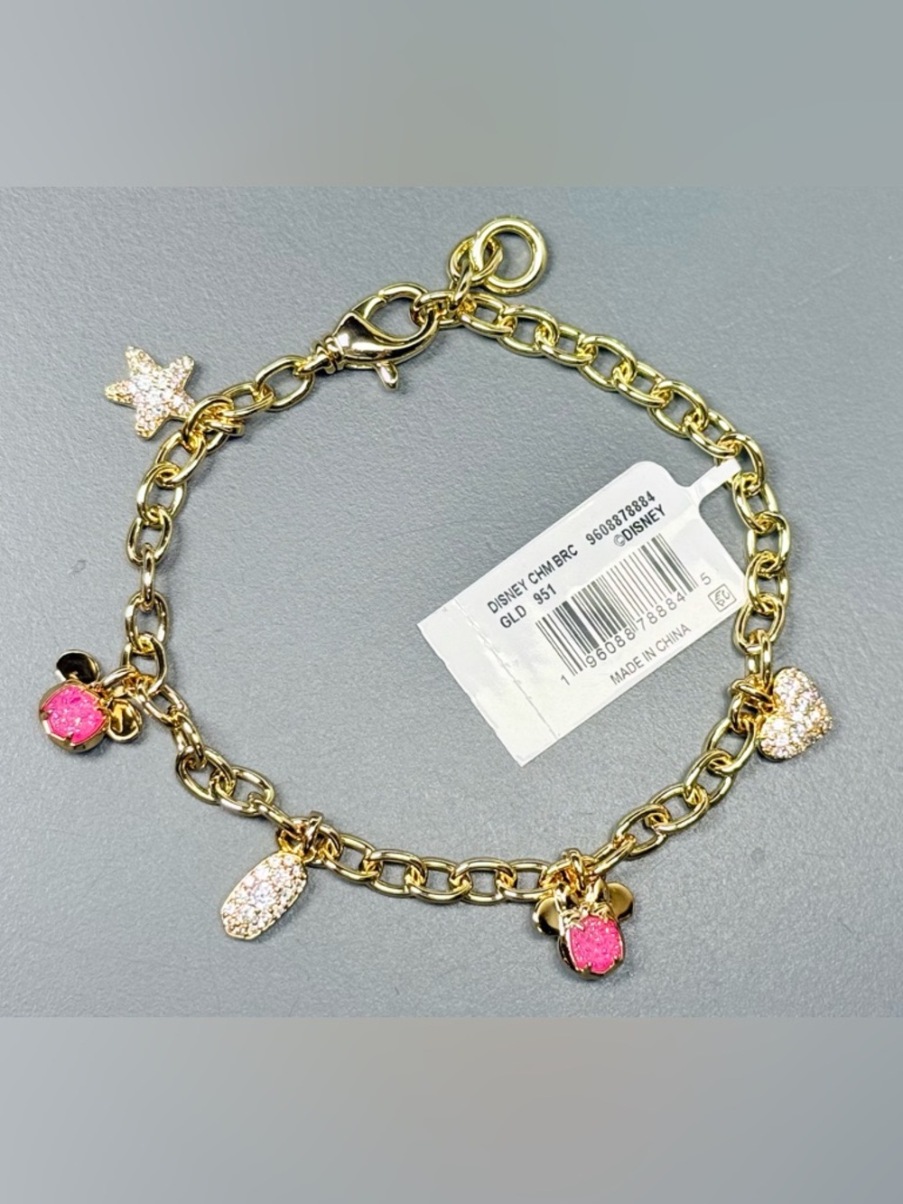 Kendra Scott Disney Mickey Mouse Charm Bracelet in Hot Pink Drusy